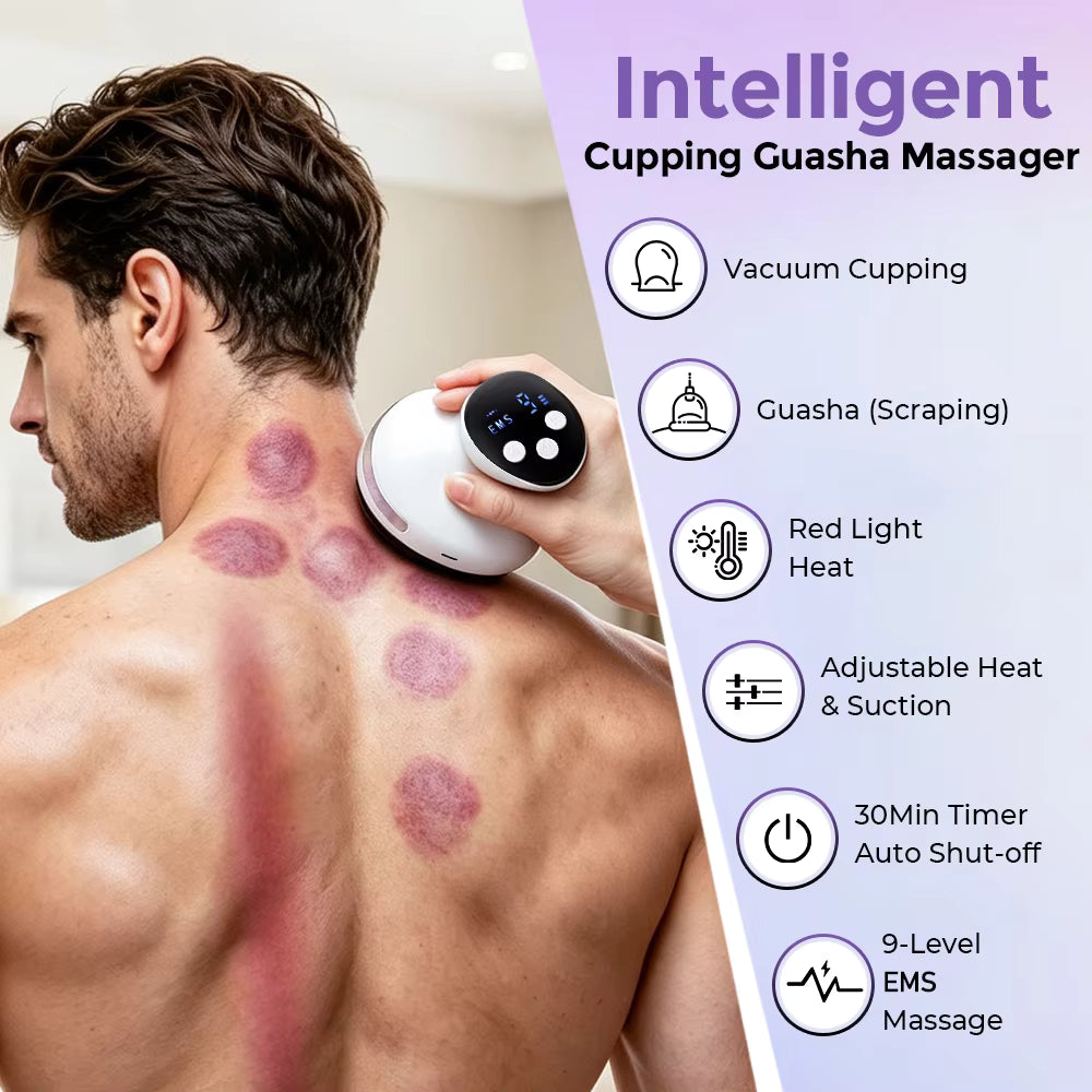 4-in-1 Electric EMS Vacuum Cupping Massager with Red Light Thermal Therapy & Gua Sha Scraping