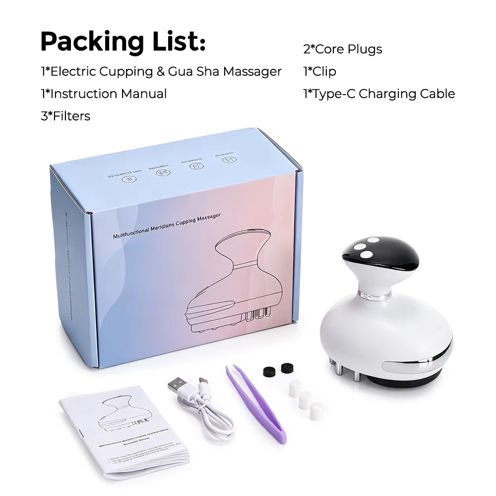 4-in-1 Electric EMS Vacuum Cupping Massager with Red Light Thermal Therapy & Gua Sha Scraping