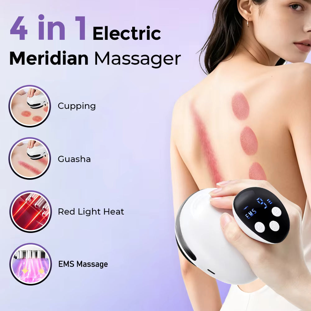 4-in-1 Electric EMS Vacuum Cupping Massager with Red Light Thermal Therapy & Gua Sha Scraping